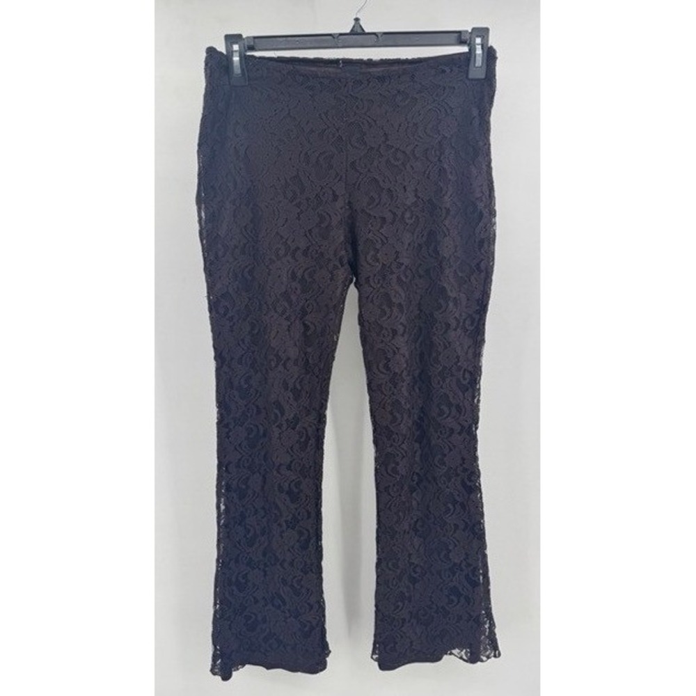 Vintage Mossimo Womens Black Floral Lace Flare Pants SMALL Y2k Whimsigoth Fairy